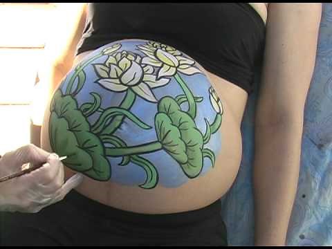 Pregnant Body Paint - Lotus Belly Painting - Skin City Body Painting