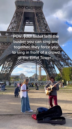 didn’t anticipate this happening when I woke up this morning #singing #singingduet #vocals #livemusic #shallowladygaga #shallow #eiffeltower