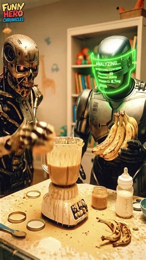 Terminator vs RoboCop: Babysitting Battle | AI Crossover #funny