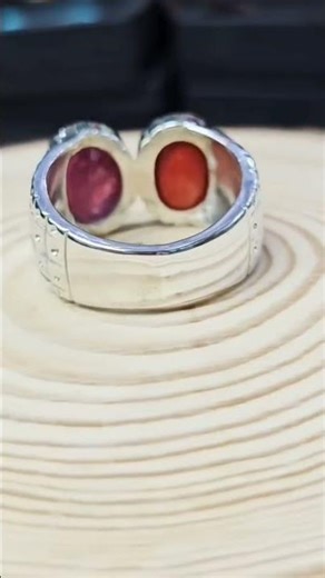 Two stone ring red coral & Ruby Stone #redcoral #ruby #rings #gemstone #shortvideo