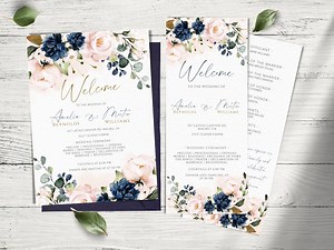 Blush Pink Floral Wedding Program: Editable Order of Service (instant Download) - Etsy