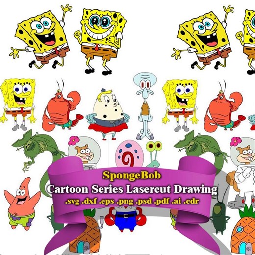 Spongebob SVG Bundle Patrick Squidward Pineapple House Laser Cut Digital Files - Etsy