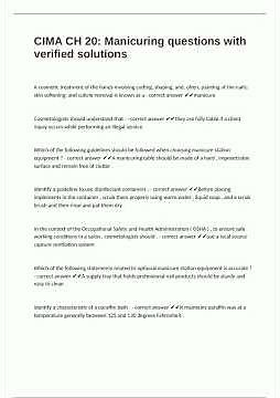 Cima Ch 20 Manicuring Questions With Verified Solutions