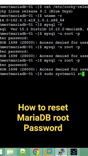 How to reset MariaDB root Password #mysql #mariadb #linuxtutorial #linux