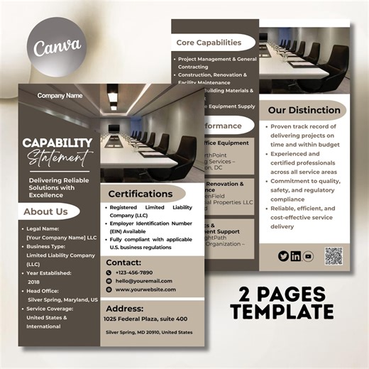 Capability Statement Template Canva, Corporate Company Marketing Flyer, Editable Business Capability Statement, Business Proposal Template - Etsy Australia