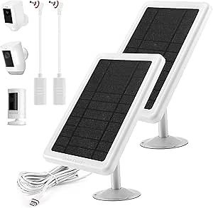 Solar Panel for Ring Camera, Power Supply for Ring Spotlight Camera Battery, Ring Stick Up Camera, Ring Solar Battery Charger, 13ft Charger Cable (2PACK)