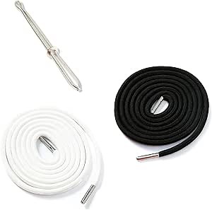 TORMEN Replacement Drawstrings Drawcords 51IN Cotton Drawstring Cord with Easy Metal Threader Adjustable Easy to Install Perfect for Hoodies Activewear(2PCS Black+White)