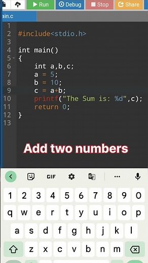 C Program Of Adding Two Integer Numbers #shorts #viral #shortvideo #youtubeshorts #viral #short