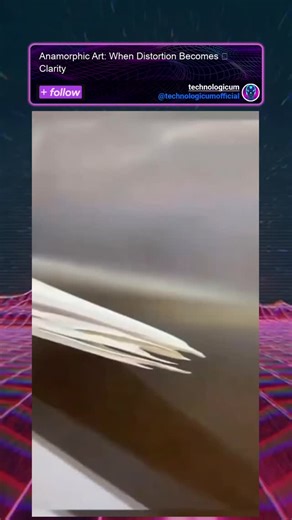 Technologicum on Instagram: "What you're seeing is more than just clever design—it's a profound exploration of human perception through anamorphic art. Most people overlook this, but these seemingly chaotic or elongated forms are deliberately crafted to reveal a clear image when viewed from a very specific angle or through a specialized lens, as demonstrated here. The quiet revolution behind this moment lies in the artist's meticulous understanding of perspective, geometry, and light, essentiall