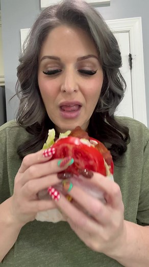 ⚠️ ASMR- I know how much you love seeing me eat tomato sandwiches! Happy friday! #asmr #blt #sandwich | Cook It Erica