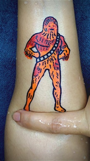 Star Wars Chewbacca Tattoo on Hand by floating pen art sticker #shorts #tattoo #art
