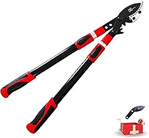 Loppers for Gardening, Heavy Duty Tree Pruner with 26'' to 40'' Telescopic Handles, Thick Branch Cutter with 2 Inch Cutting Capacity, with Replaceable Aluminized Steel Blades