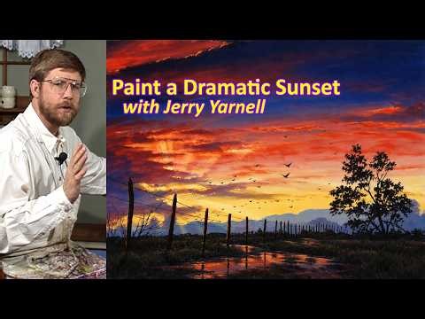 Jerry Yarnell Beginner Acrylic Painting Tutorial | How to Paint a Vivid Colorful Sunset Sky
