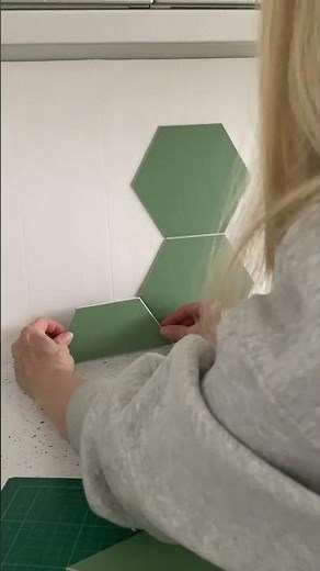 Instant splashback – stick-on sage green tiles