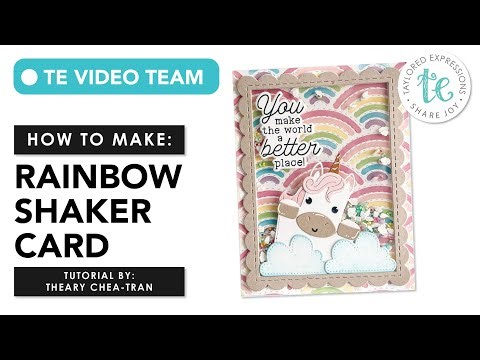 Rainbow Shaker Card ft. Fanfare Layering Stencil | ‪@cloudycoraldesigns‬