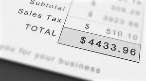 Animated growing invoice total in dollars, including sales tax | Premium Stock Video Footage