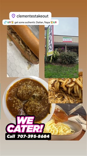 https://order.online/business/clementes-11521500🇮🇹👨‍🍳 authentic Italian in NAPA👨‍🍳🇮🇹 WE CATER🇮🇹👨‍🍳 Clementes in Napa. 1335 West Imola. River Park shopping Center. We deliver with @doordash. Or call Us 707-395-8684 #comejoinus #catering #malfatti #ravioli#italian. .