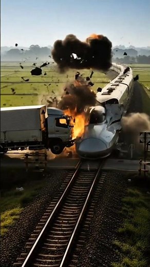 Truck vs High-Speed Train Collision | Cinematic Nature Scene | Extreme Railway Crash #train #crash
