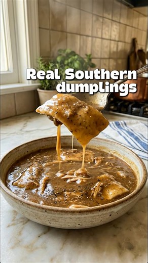 🍲 Old-Fashioned Flat Flour Dumplings in THICK Chicken Gravy (Grandma-Style • Pantry Comfort • Gravy-Heavy & Cozy) This is real old-school comfort food — thin, hand-cut flat flour dumplings simmered gently in a thick, peppery chicken gravy until soft, silky, and completely coated. No meat needed, no shortcuts taken. Just humble ingredients turned into the kind of meal that kept families full and warm 🤍 If you love gravy… this one’s for you. ⏱️ Recipe Details Prep Time: 10 minutes Cook Time: 25 
