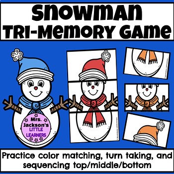 Snowman Matching Memory Game | Top, Middle, Bottom Winter Activity