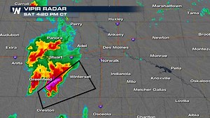 A tornado warning is in effect for Des Moines, IA as a confirmed large & dangerous tornado was located over Winterset (at 4:39 p.m. CT) moving northeast at 50 mph. It will be in the Des Moines metro between 5:00 - 5:15 p.m. CT. Shelter in a basement or the lowest level! | WeatherNation