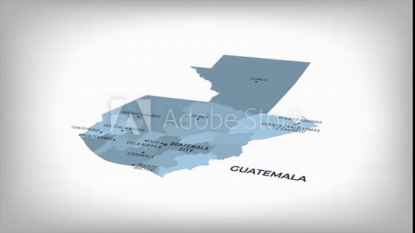 Animated Map of GUATEMALA with states Borders and Major Cities Positions