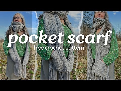 Chunky Pocket Shawl Free Pattern | Crochet Scarf Pattern