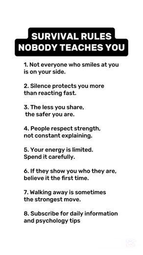 SURVIVAL RULES NOBODY TEACHES YOU #lifetruths #lifehacks #selfimprovement #survival #motivation