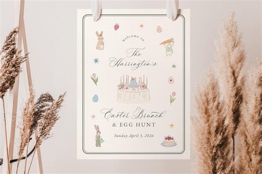 Easter Welcome Sign Template, Editable Easter Brunch & Egg Hunt Welcome Sign, Printable Easter Signage, EA01 - Etsy