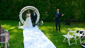 Bride and Groom at Wedding Ceremony on Nature. 2x Slow motion - 0,5 Speed 60 FPS