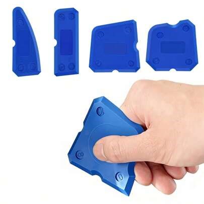 4Pcs Silicone Caulking Tool,Grout Scraper Tool,Blue,Bathroom Tile Grout Tool,Kitchen Sealant Remover,DIY Home Renovation Tool,Caulk Remover & Finisher,Multi-Angle Grout Tool,Reusable Caulk Finisher,GroutTool | SHEIN
