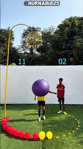 Ball Push Challenge 🎯 One Boy Broke 11 Balloons to Win ! #shorts #shortsvideo