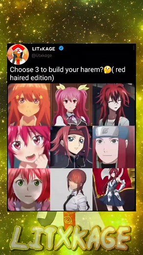 Choose 3 to build your harem?🤔 #AnimeCommunity #AnimeDebate #AnimeVibes #AnimeLovers #AnimeChallenge #OtakuCulture #AnimeDiscussion #AnimeTalk #AnimePoll #AnimeVersus #AnimeFandom #AnimeDaily #AnimeTrivia #AnimeTrend #AnimeBanter #AnimeShowdown #AnimeHype #AnimeEngage #AnimeBuzz #AnimeRumble | Litxkage