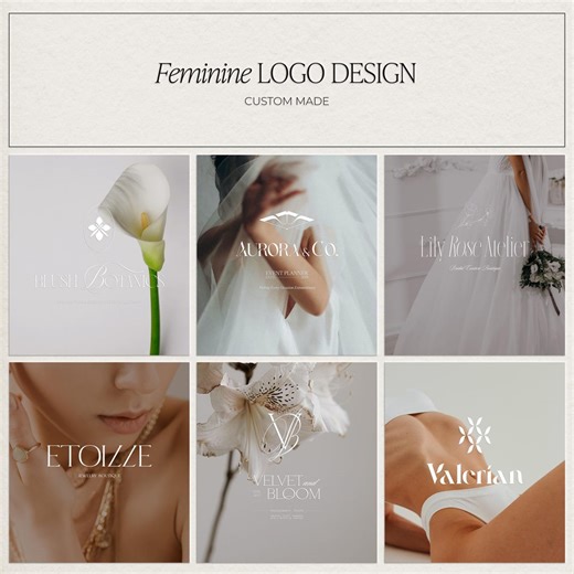 Custom Feminine Logo Design: Minimalist Business Branding - Etsy