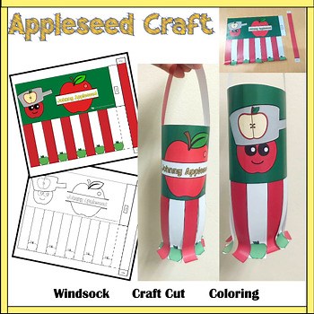 Johnny Appleseed Craft Windsock/ Apple Crafts Activities Coloring Pages For kids