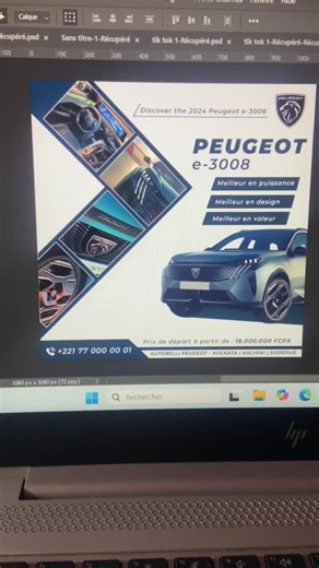 Nouvelle création graphique Voici mon visuel fictif pour le Peugeot e-3008 🚘 Un exercice de design pour travailler la mise en page et la communication visuelle Qu’en pensez-vous ? 👇 #design #creative #peugeot #designer #tiktokdesign