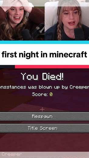 102K views · 99 comments | WHAT IS THAT THING??  we tried playing Minecraft for the first time EVER (we know, we know, we can’t believe it’s taken this long for us to play either) and the first night waaaaaas  full video is on our YouTube channel: CarynandConnieGaming ❤️❤️ #minecraft #gaming | C&C | Facebook