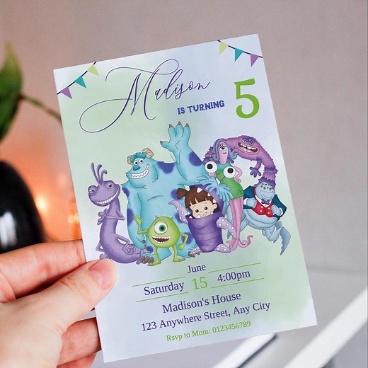 Monsters Inc Birthday Invitation: Editable 5x7 Party Template (digital Download) - Etsy