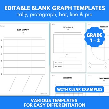 Editable Blank Graph Templates | Tally, Pictograph, Bar, Line and Pie Years 1–3