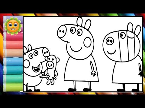 Peppa Pig gives George Pig a birthday present – ​​Learn to draw and color Peppa Pig pages