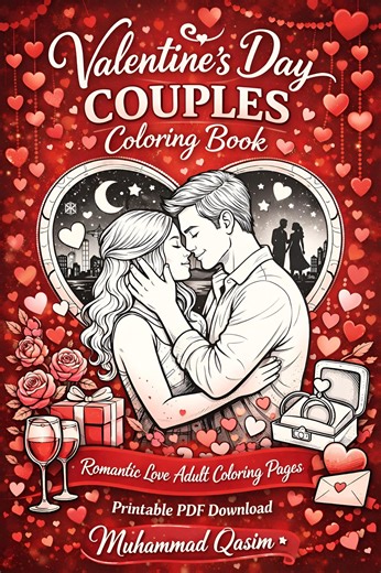 Romantic Valentine's Day Couples Coloring Book - Love & Stress Relief PDF, Anniversary - Etsy