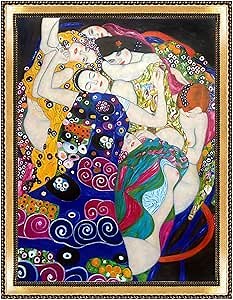 Amazon.com: overstockArt The Virgin with Verona Gold Braid Framed Oil Painting, 44.75" x 34.75", Multi-Color: Paintings