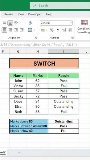 Switch Function || MS-Excel