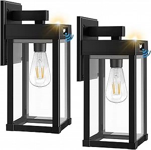 Solar Wall Lights Outdoor Dusk to Dawn Porch Lighting, Exterior Light fixtures Wall Mount Waterproof Solar Wall Lantern with Motion Sensor, Outside Wall Sconce for House, Garage, Front Door