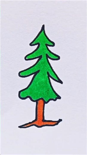 Drawing tree 🎄 easy to draw step by step simple short on YouTube Beginners drawing Very easy #art