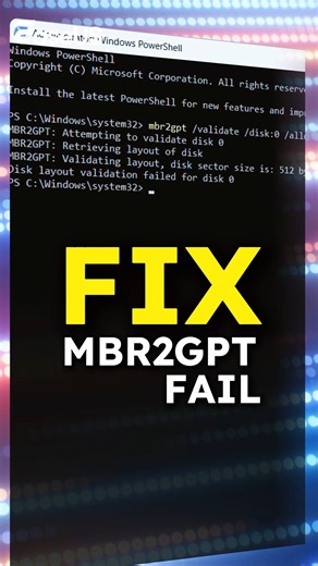 EaseUS Software on Instagram: "FIX MBR2GPT disk layout validation failed Error🔥#mbrtogpt #secureboot #pcgaming #blackops7 #blackops #secureboot #bf6 #diskmanagement #windows #convertmbrtogpt #windowserror"