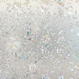 Hilarious Privacy Window Film, Tulip Window Vinyl, Stained Glass Static Stickers, 3D Decorations for Glass Windows, Removable Window Covering, Adhesive-Free Stickers (29.5'' x 118'')