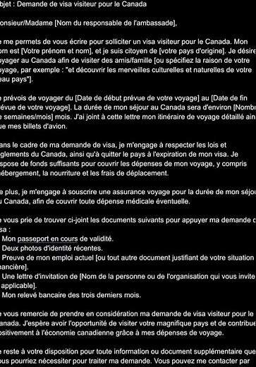 Lettre de Demande Du Visa Visiteur Pour le Canada 🇨🇦#visavisteur