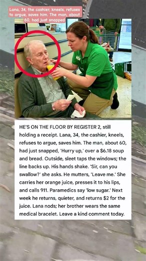 Lana, 34, the cashier, kneels, refuses to argue, saves him. The man, about 60 #shorts #mrsomad123