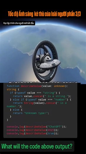 2.4K views | TypeScript quiz 17.24 Using Type assertion in TypeScript Tốc độ Ánh sáng có phải là kẻ thù của loài người phần 3/3 #hoclaptrinhchonguoimoibatdau #typescript #technolagy #backend #frontend #khoahoc | Học lập trình cho người mới bắt đầu | Facebook